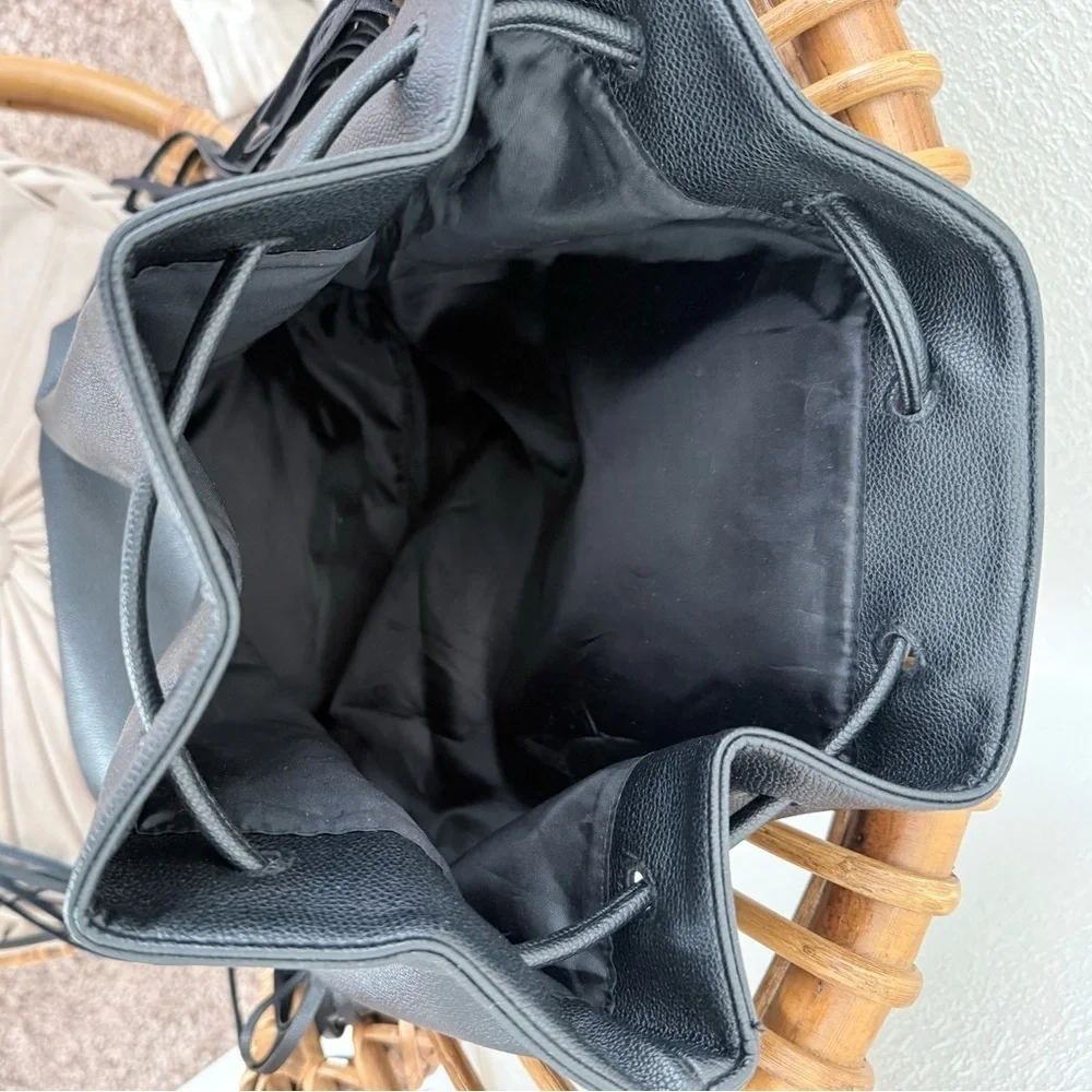 Victoria’s Secret Drawstring Black Fringe Backpack